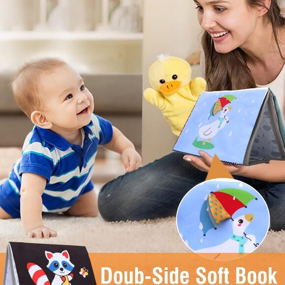 NEW Tummy Time Mirror Toys with High Contrast Soft Book - Picture 6 of 10